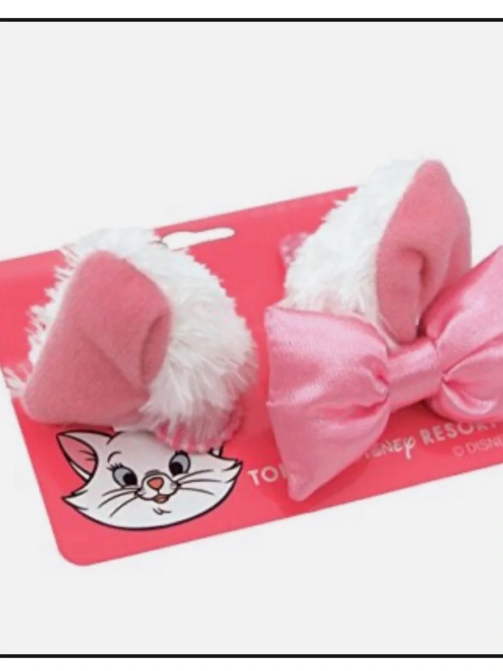 NWT Disney Cats Aristocats Marie Ear Hair Clips with Satin Bow